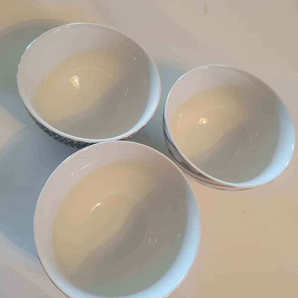 Set of Three CRATE & BARREL Patterned Bowls